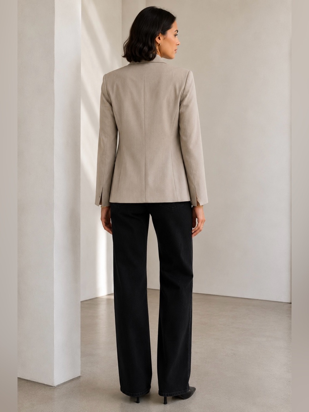 Akris Punto Double Breasted Tailored Blazer Beige Size 4 - Picture 3 of 15